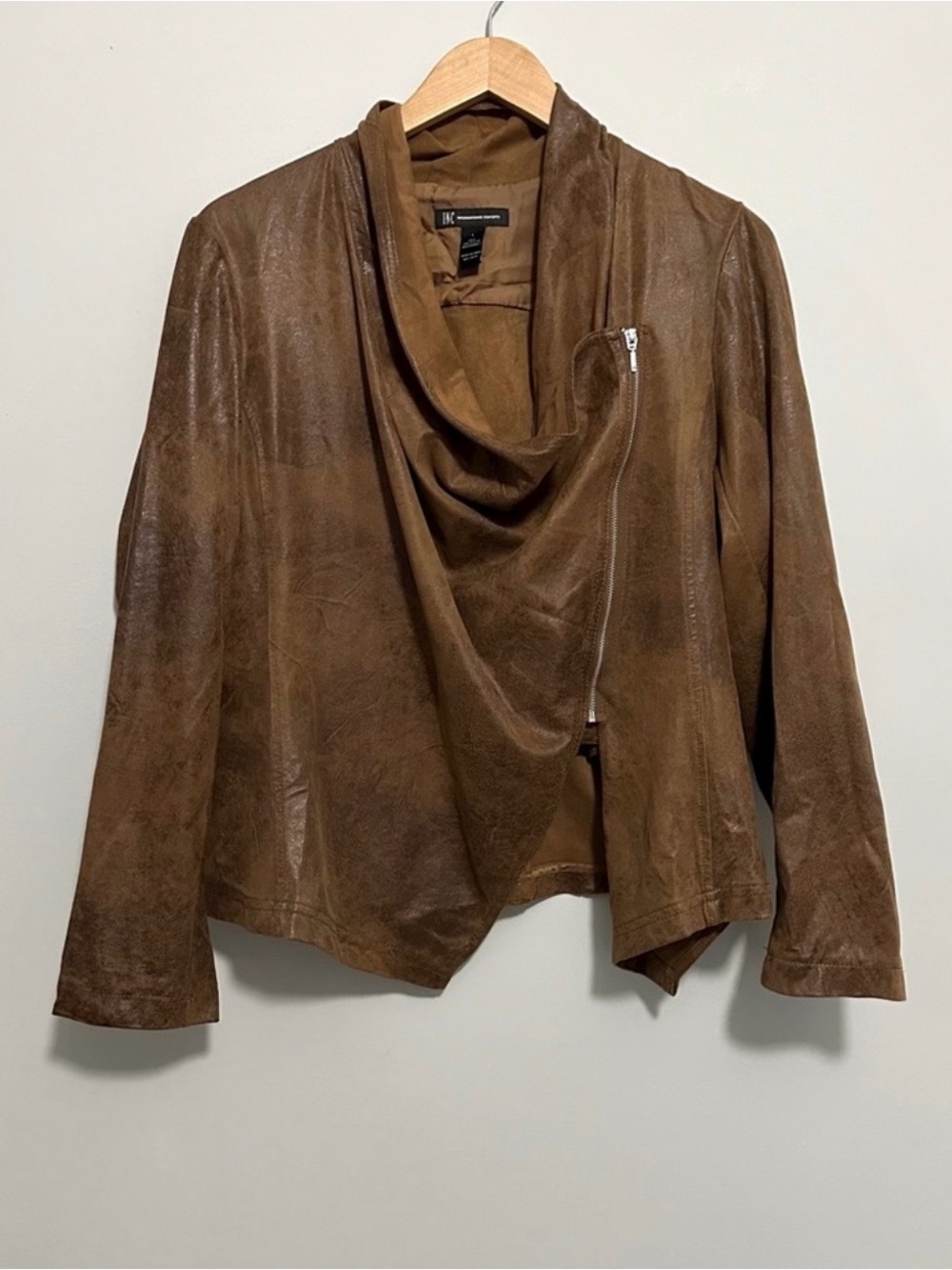 INC International Concepts Brown Asymmetrical Cape Jacket Women’s Size Large